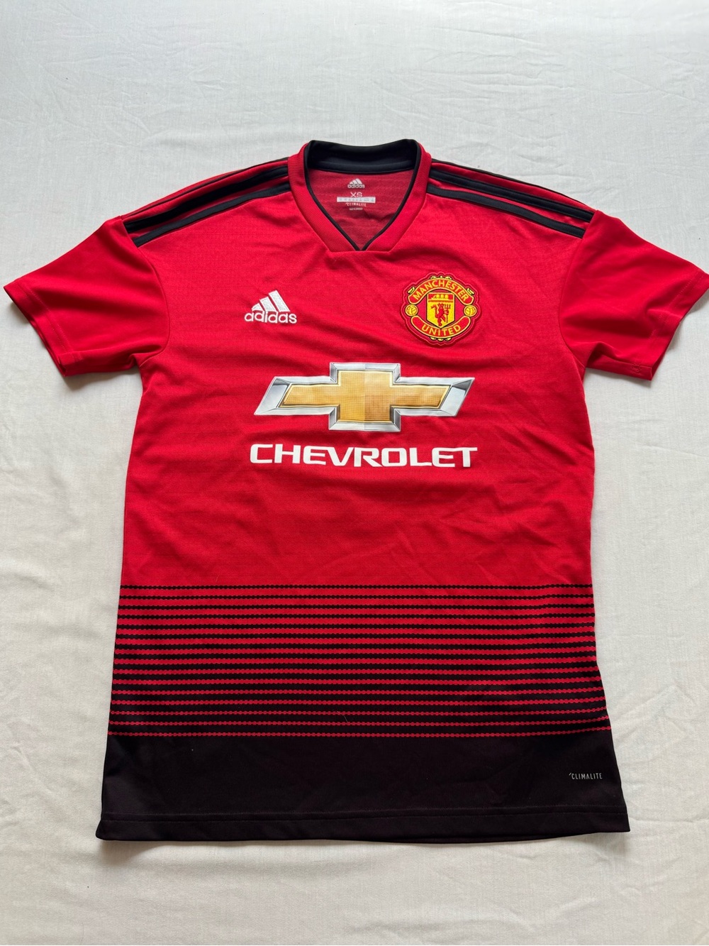 adidas Manchester United Red and Black Home Jersey with Chevrolet Crest